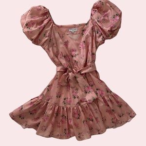 Love Shack Fancy Pink Floral Mini Dress